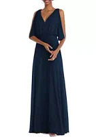 After Six V-Neck Split Sleeve Blouson Bodice Maxi Dress