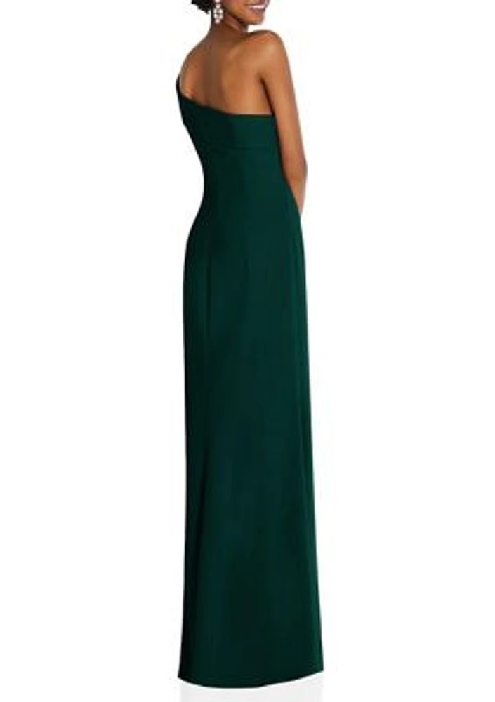 Asymmetrical Off-the-Shoulder Cuff Trumpet Gown With Front Slit