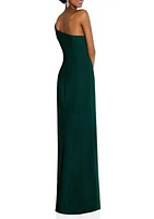 Asymmetrical Off-the-Shoulder Cuff Trumpet Gown With Front Slit