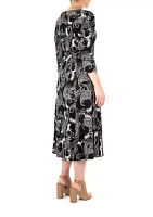 3/4 Sleeve Printed Midi Sylvia Dress