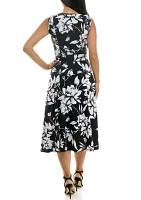 Printed Sylvia Midi Dress With Self Sash