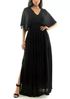 V-Neck Gauze Maxi With Slits Solid