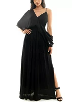 V-Neck Gauze Maxi With Slits Solid