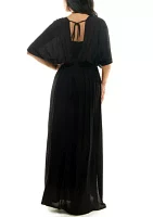 V-Neck Gauze Maxi With Slits Solid