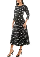 3/4 Sylvia Midi Dress With Belt