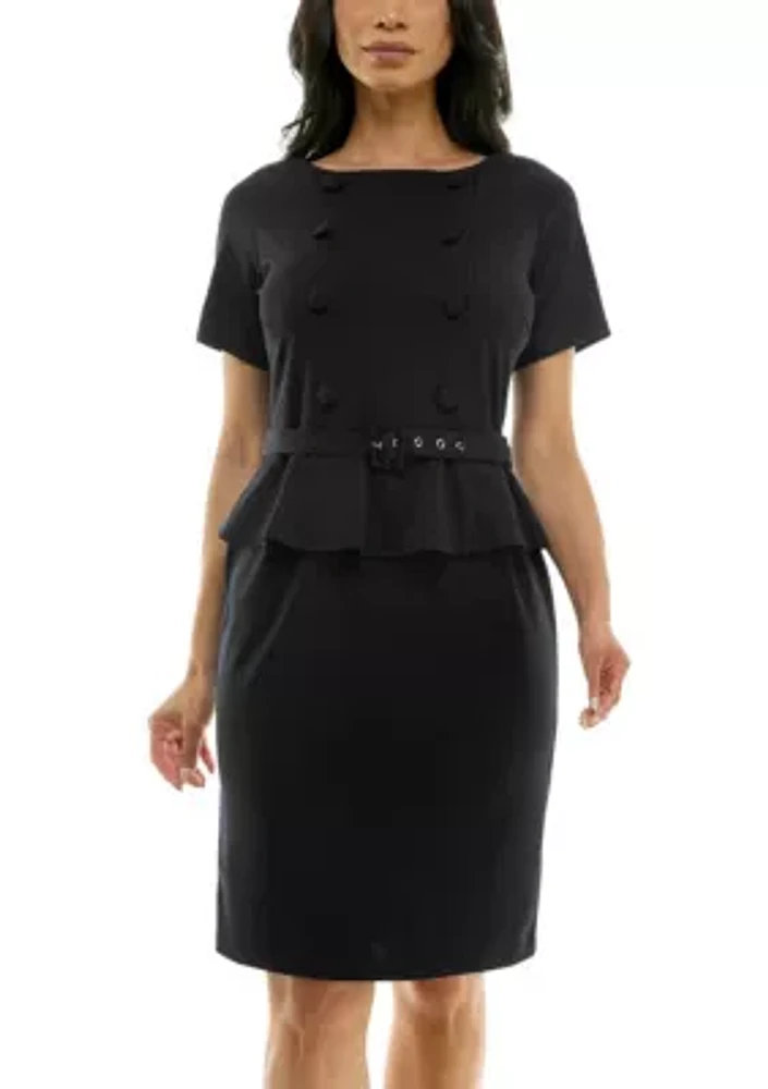 Boat Neck Peplum Dress