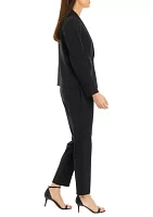 Women's One Button Jacket With Long Sleeves and Slim Pant Set