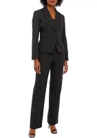 Women’s Petite Tonal Pinstripe Two Button Jacket and Kate Pant Set