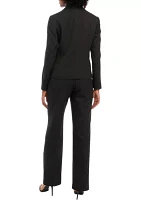 Women’s Petite Tonal Pinstripe Two Button Jacket and Kate Pant Set