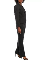 Women’s Petite Tonal Pinstripe Two Button Jacket and Kate Pant Set