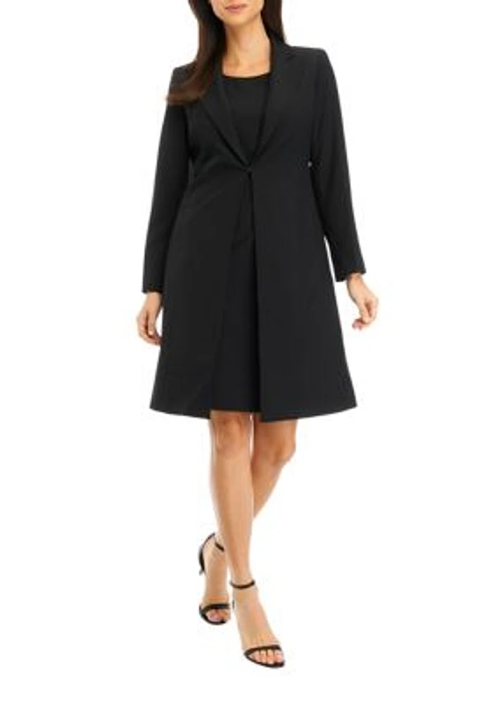 Women's Long Coat and Basic Sheath Dress Set