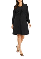 Women's Long Coat and Basic Sheath Dress Set