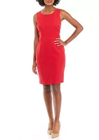 Women's Petite Jacket With Peplum and Basic Sheath Dress Set