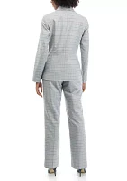 Women's Plaid Combo One Button Jacket and Kate Pant Set