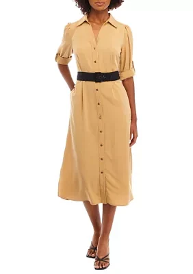 Women's Roll Tab Sleeve Shirtdress