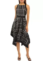 Women's Sleeveless Halter Geo Print Fit and Flare Dress