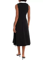 Women's Sleeveless Collared V-Neck Midi Dress