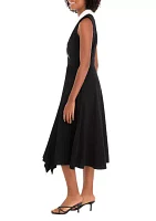 Women's Sleeveless Collared V-Neck Midi Dress