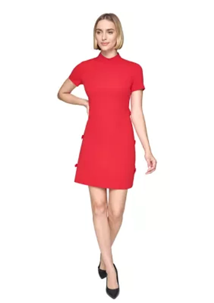 Women's Scuba Crepe Sheath Dress with Side Bow Details