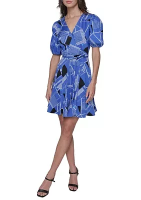 Women's Geometric Printed Sateen A-Line Dress