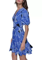 Women's Geometric Printed Sateen A-Line Dress