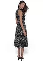 Women's Dot Print Chiffon Halter Neck Dress