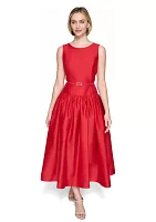 Women's Belted Taffeta Gown