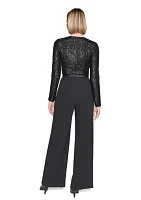 Women's Scuba Crepe and Sequin Jumpsuit