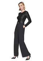 Women's Scuba Crepe and Sequin Jumpsuit