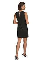 Women's Sleeveless Halter Solid Jersey Sheath Dress