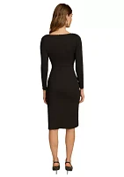 Women's Ruched Round Neck Midi Dress