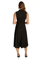 Women's Sleeveless Mock Neck Solid Midi Dress