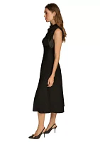 Women's Sleeveless Mock Neck Solid Midi Dress