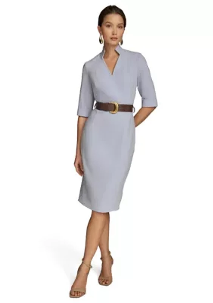 Women's Belted Solid Sheath Dress