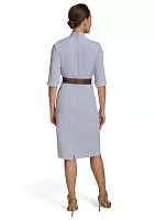 Women's Belted Solid Sheath Dress