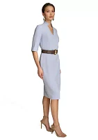 Women's Belted Solid Sheath Dress