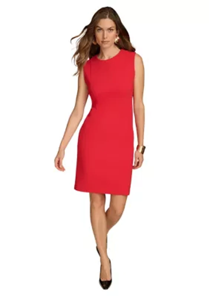 Women's Sleeveless Crew Neck Solid Sheath Dress