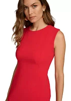 Women's Sleeveless Crew Neck Solid Sheath Dress