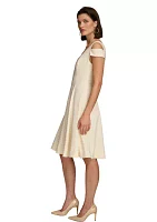 Women's Cold Shoulder Sweetheart Neck Solid Scuba Fit and Flare Dress