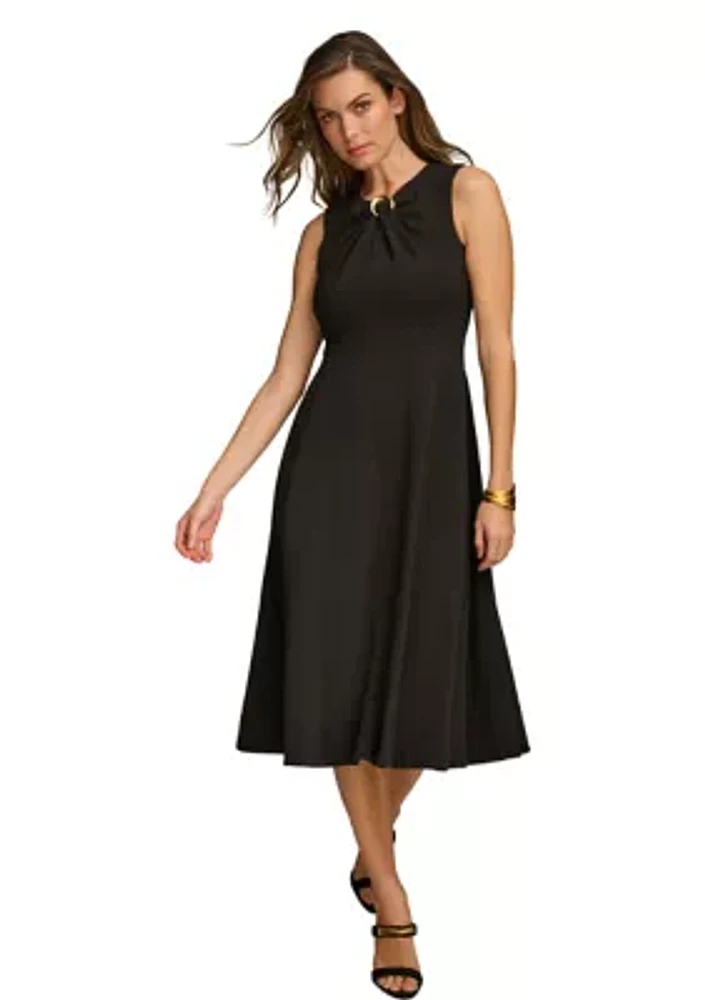 Women's Sleeveless Solid A-Line Scuba Dress