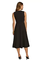 Women's Sleeveless Solid A-Line Scuba Dress