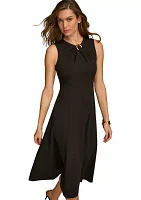 Women's Sleeveless Solid A-Line Scuba Dress