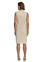 Women's Sleeveless Surplice Solid Scuba A-Line Dress