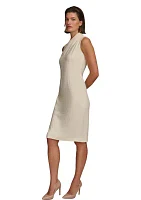 Women's Sleeveless Surplice Solid Scuba A-Line Dress