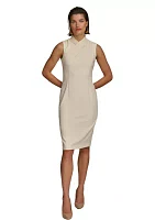 Women's Sleeveless Surplice Solid Scuba A-Line Dress