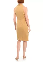 Women's Sleeveless Cowl Neck Satin Sheath Dress