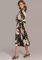 Women's Blouson Sleeve Abstract Print Maxi Dress