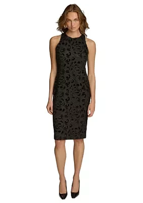 Women's Sleeveless Textured Sheath Dress