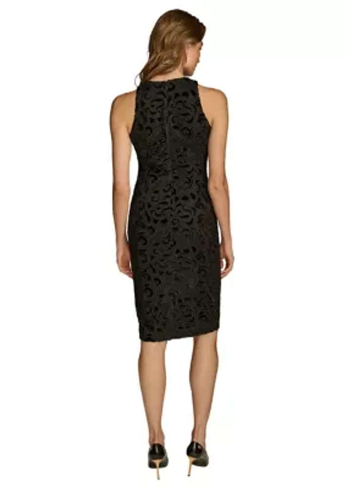 Women's Sleeveless Textured Sheath Dress