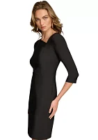 Women's Asymmetric Neck Solid Sheath Dress